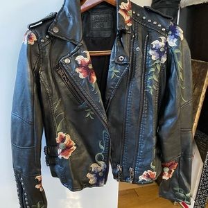 Embroidered Faux Leather Jacket